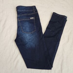 White House Black Market Distressed Mid Rise Dark Wash Skinny Jeans Size 2